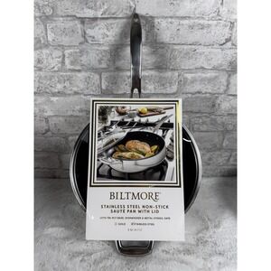New Biltmore Stainless Steel Non-Stick Saute Pan With Lid 5 Qt Tri-Ply Base